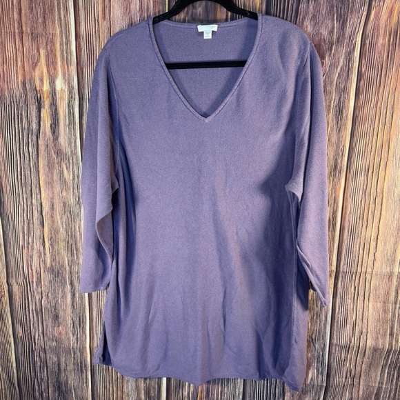 J Jill Purple V-Neck Tunic with Relaxed Style Size 3X - Picture 1 of 6